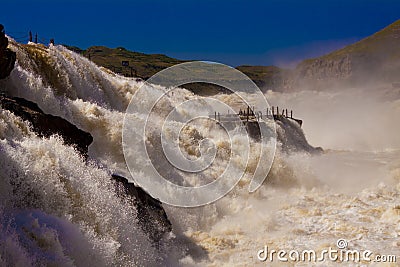 Waterfall yellow river hukou Stock Photo