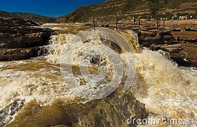 Waterfall yellow river hukou Stock Photo