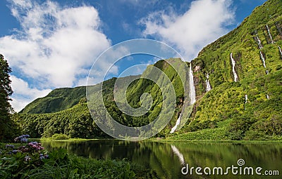Waterfalls on Azores Stock Photo