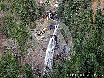 Waterfalls and cascades on the brook Berschnerbach and its tributaries Stock Photo