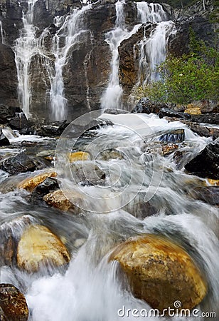 Waterfalls, Falls in Canadian Rocky Mountains Stock Photo