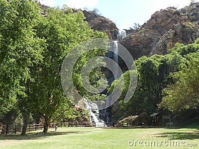 Waterfalls on a hot summer`s day, Walter Sisulu Tambo Botanical Gardens, Krugersdorp, South Africa Stock Photo