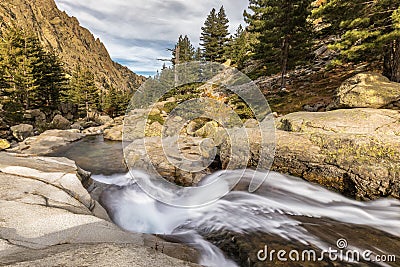 Waterfalls in the mountains of Restonica valley in Corsica Stock Photo