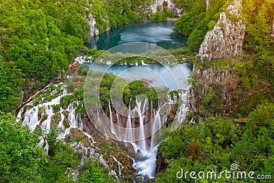 Waterfalls in the Plitvice National Park, Croatia Stock Photo