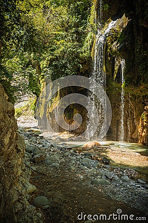 Waterfalls on the river Krikiliotis at Panta Vrexei in Evritania, Greece Stock Photo