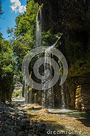 Waterfalls on the river Krikiliotis at Panta Vrexei in Evritania, Greece Stock Photo