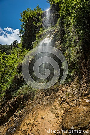 Waterfalls on the river Krikiliotis at Panta Vrexei in Evritania Stock Photo