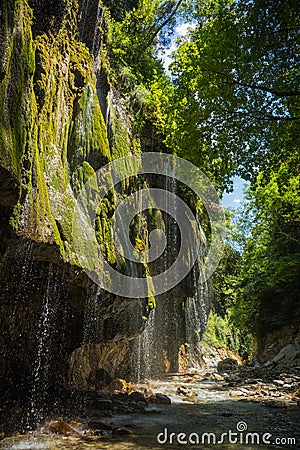 Waterfalls on the river Krikiliotis at Panta Vrexei in Evritania, Greece Stock Photo