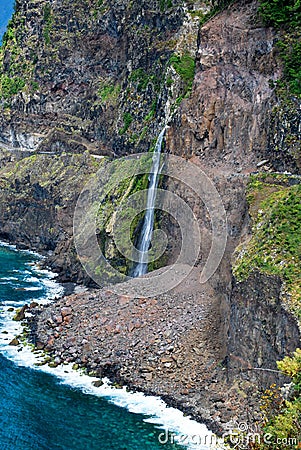 Waterfalls of Seixal in Madeira Stock Photo