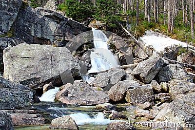 Waterfalls of Studeny potok in High Tatras, Slovakia Stock Photo