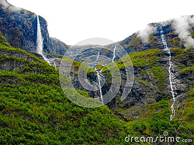 Waterfalls stunning nature cliffs Norway Stock Photo