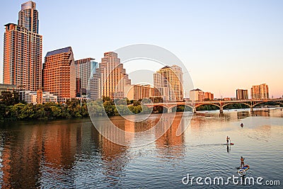 Waterfront, Austin, Texas at sunset Stock Photo