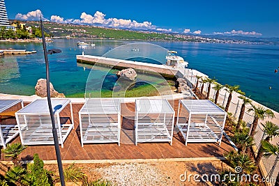 Waterfront beach and Lungomare walkway in Opatija Stock Photo