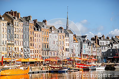 Waterfront in Honfleur town, France Stock Photo