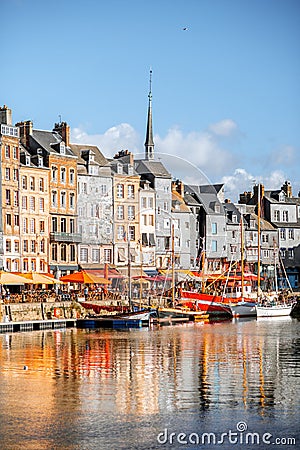 Waterfront in Honfleur town, France Stock Photo