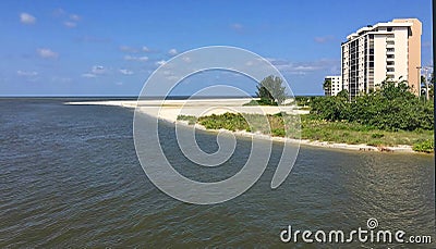 Waterfront condos at the end of the Fort Myers Beach Stock Photo