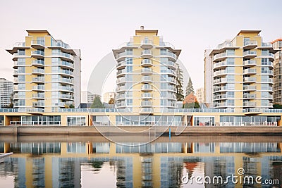 waterfront condos with reflective windows Stock Photo