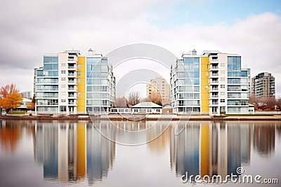 waterfront condos with reflective windows Stock Photo