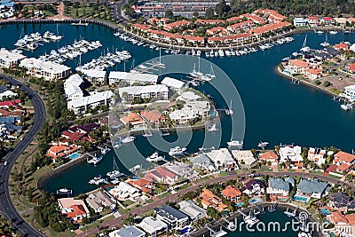 Waterfront Luxury Canal Estate Stock Photo