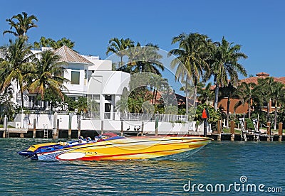 Waterfront Luxury Houses Stock Photo