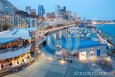 Waterfront overview at downtown Seattle Stock Photo