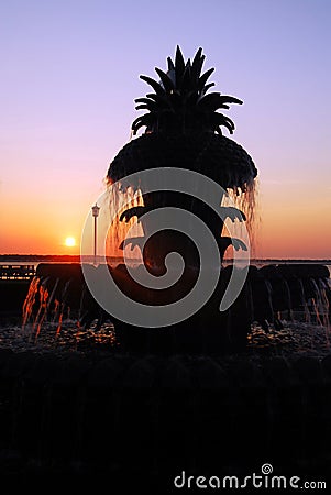 Waterfront Park, Pineapple Fountain, Editorial Stock Photo