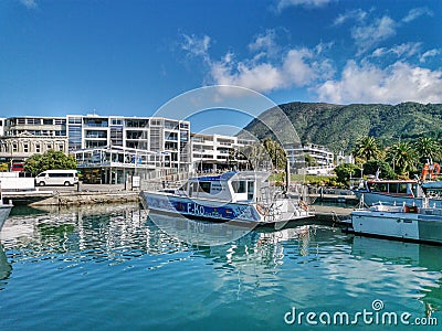 The waterfront of the port town of Picton of Marlborough region of the South Island of New Zealand Editorial Stock Photo