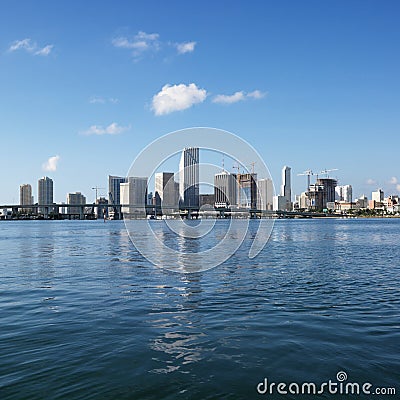 Waterfront skyline of Miami Stock Photo