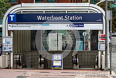 Waterfront Station entrance to skytrain Editorial Stock Photo