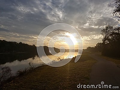 Waterfront sunrise Stock Photo