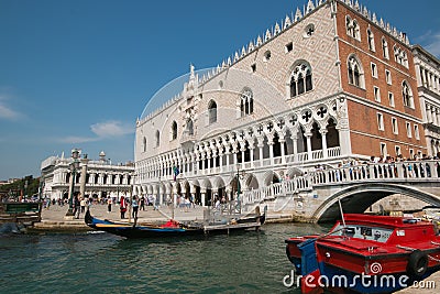 Waterfront view at Doge`s Palace in famous Venice Editorial Stock Photo