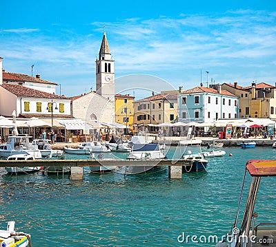 Waterfront view on port in Fazana Editorial Stock Photo