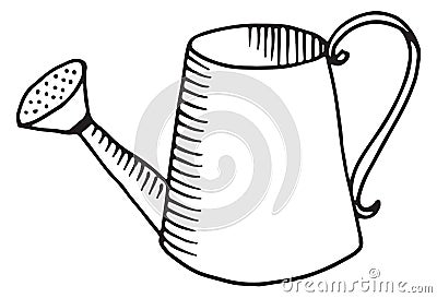 Watering can icon. Hand drawn gardening tool Vector Illustration