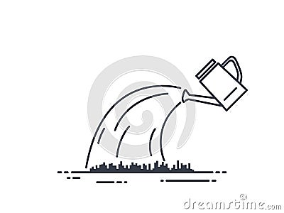 Watering can line illustration Vector Illustration