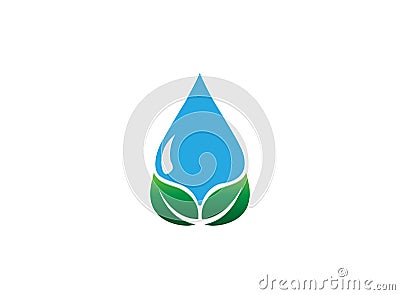 Watering dropet and leaf logo symbol drop water icon Stock Photo