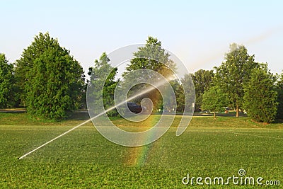 Watering Lawn Stock Photo