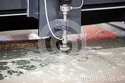 Waterjet cutting cnc machine in working Stock Photo