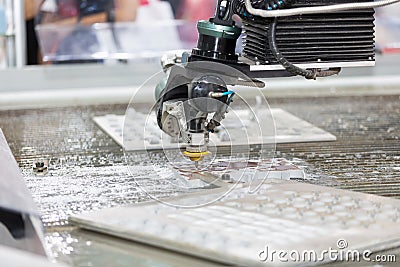 Waterjet metal cutting by cnc program Stock Photo