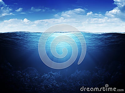 Waterline and underwater background Stock Photo