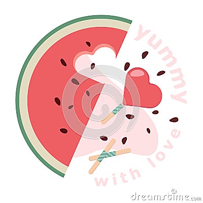 Watermelon ice cream. A dietary replacement for ice cream on a hot summer day! Vector Illustration