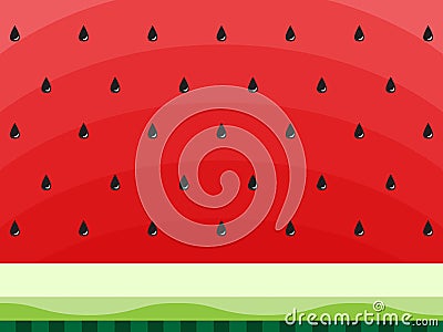 Watermelon abstract background with black seeds. Concept of Hello Summer. Fruit background, vector illustration Vector Illustration