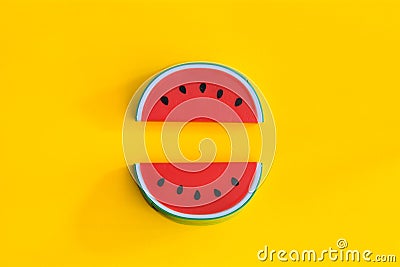 Watermelon abstract minimal yellow background, Food concept Stock Photo