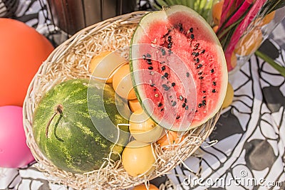 Watermelon, apple and lemons ,Fruits healthy concept Stock Photo