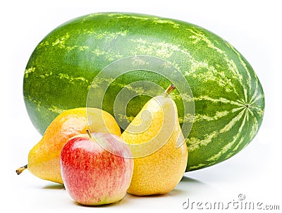 Watermelon, apple and pears. Stock Photo