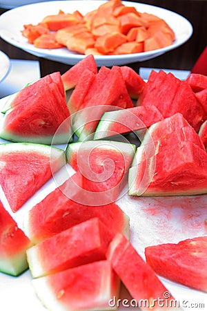 Watermelon at buffet Stock Photo