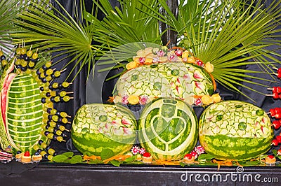 Watermelon carving Stock Photo