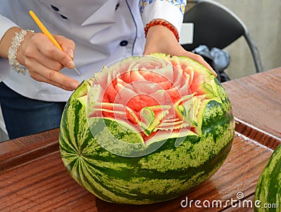 Watermelon Carving Stock Photo