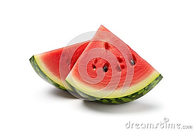 Watermelon Cuts Set Isolated, Water Melon Slices, Square Fruit Parts, Wedges, Seedless Watermelon Stock Photo