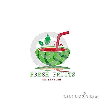 watermelon drink logo, bowl design, vector illustration Vector Illustration
