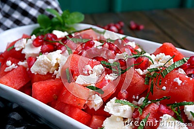 Watermelon and feta salad Stock Photo